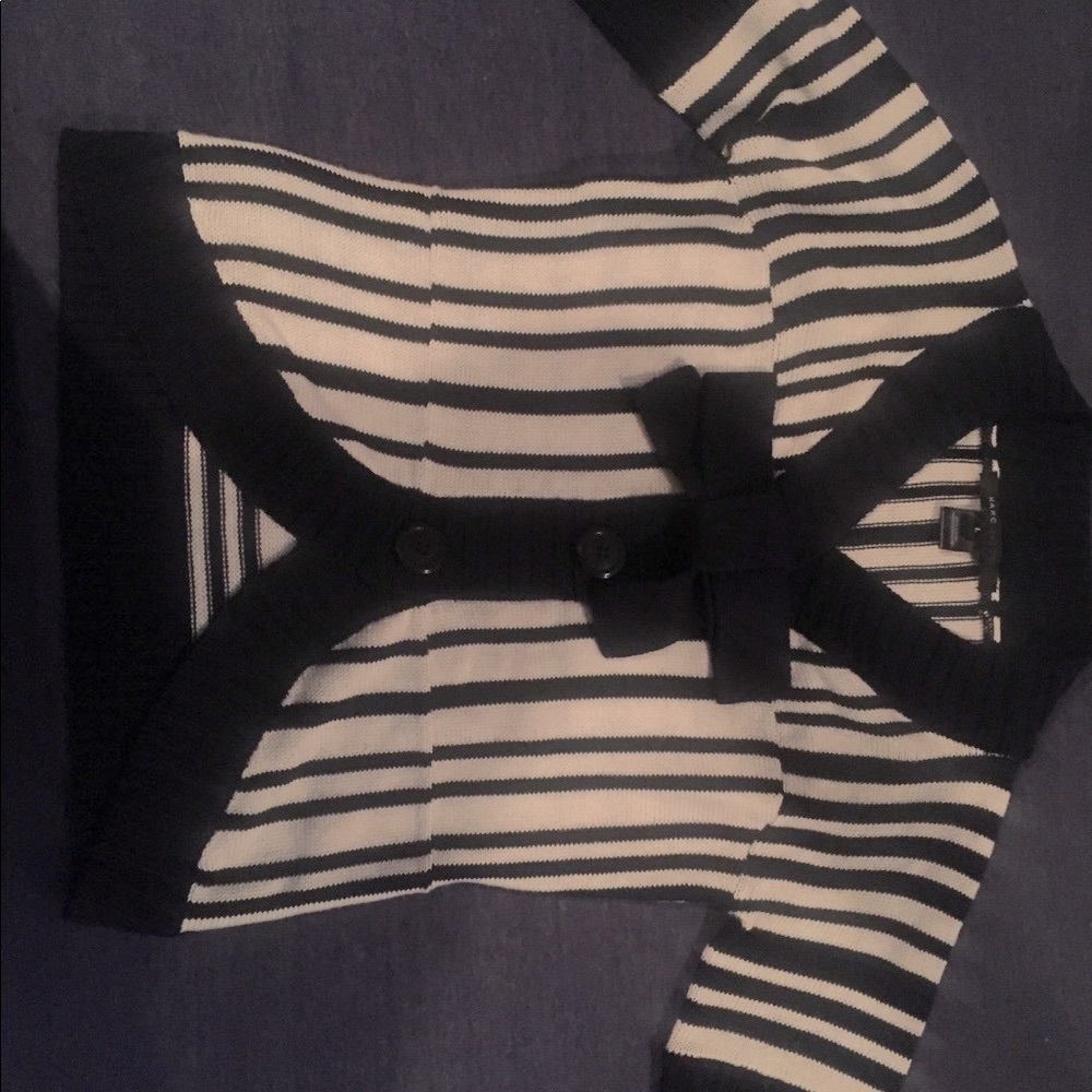 😻NWOT Marc Jacobs Striped Cardigan Sweater L Navy - Picture 5 of 8